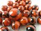 25 Glass Marbles BENGAL TIGER Orange/Brown Stripe Shooter vtg style game Swirl